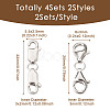 4 Sets 2 Styles Double 925 Sterling Silver Lobster Claw Clasps FIND-TA0002-22-4