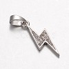 Lightning Bolt Brass Micro Pave Cubic Zirconia Pendants X-KK-K109-26P-1