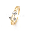 Brass Micro Pave Clear Cubic Zirconia Cuff Finger Rings for Women RJEW-C116-02G-4