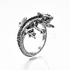 Alloy Lizard Open Cuff Ring for Women RJEW-T009-46AS-3