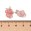 Cherry Quartz Glass Pendants KK-P242-31G-07-3