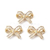 Bowknot Rack Plating Brass Micro Pave Clear Cubic Zirconia Connector Charms KK-E003-26G-3
