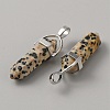 Natural Dalmatian Jasper Double Terminal Pointed Pendants G-WH0016-37I-2
