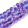 Transparent Spray Painted Glass Bead Strands GLAA-N035-03A-B03-1