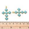 Dyed Synthetic Turquoise Rhombus Cross Pendants KK-P330-10G-3