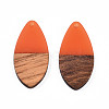 Transparent Resin & Walnut Wood Pendants RESI-N025-032-C07-1