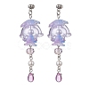 Jellyfish 304 Stainless Steel Shell Pearl Dangle Stud Earrings EJEW-TA00773-02-3