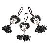 Wire Wrapped Chips Natural Obsidian Big Pendant Decorations HJEW-H057-01B-1