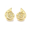 Brass Micro Pave Clear Cubic Zirconia Stud Earrings EJEW-P303-03G-4