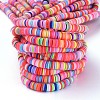 Flat Round Handmade Polymer Clay Beads CLAY-R067-6.0mm-M1-4