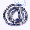 Faceted Natural Sodalite Round Bead Strands G-L377-45-6mm-2