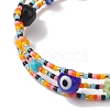 Evil Eye Lampwork & Glass Seed Bead Wrap Bracelet with Steel Wire BJEW-MZ00052-3