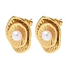 304 Stainless Steel & ABS Plastic Pearl Stud Earrings SA-CBA2696-37G-4