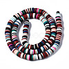 Flat Round Handmade Polymer Clay Beads CLAY-R067-6.0mm-M2-2