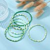 6Pcs Glass Seed & Brass Beaded Stretch Bracelets Set BJEW-JB09538-02-4