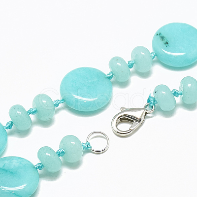 Natural White Jade Beaded Necklaces NJEW-S393-12-1