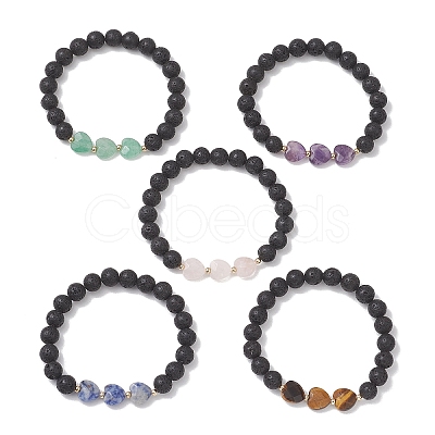 Natural Mixed Gemstone Beads Stretch Bracelets for Women BJEW-JB13204-1