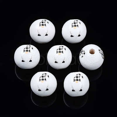 Painted Natural Wood Round Beads WOOD-N006-180B-1
