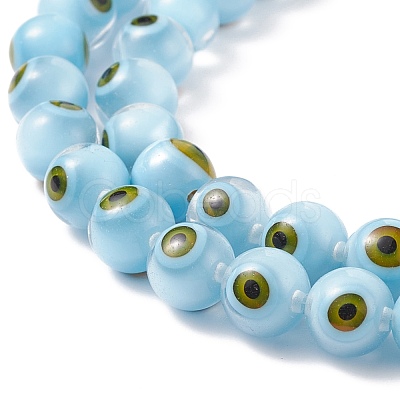 Handmade Evil Eye Lampwork Round Bead Strands LAMP-L055-8mm-22-1