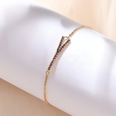 Letter Y Brass Micro Pave Cubic Zirconia Link Slider Bracelets KK-R217-55G-1