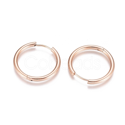 Ion Plating(IP) 304 Stainless Steel Huggie Hoop Earrings EJEW-G272-01-20mm-RG-1