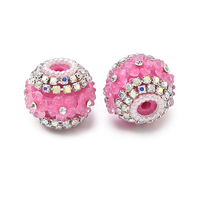 Bling Resin Rhinestone Flower Beads OACR-D310-01P-H-1