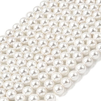 Electroplated Shell Pearl Beads Strands BSHE-K017-8mm-1