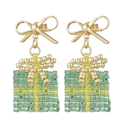Handmade Glass Seed Beads Dangle Stud Earrings EJEW-MZ00545-02-1