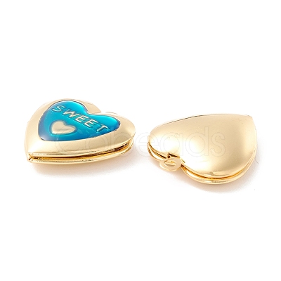 Rack Plating Brass Enamel Locket Pendants KK-B053-15G-1