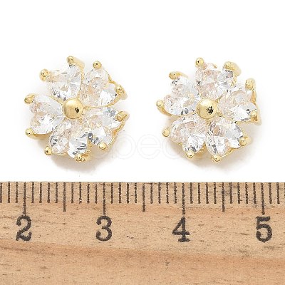 Rack Plating Brass Micro Pave Clear Cubic Zirconia Buttons KK-K293-15G-1