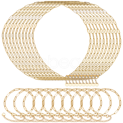20Pcs 2 Styles 304 Stainless Steel Cable Chain Bracelets & Necklaces Sets for Women SJEW-BM0001-04-1