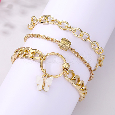 3Pcs 3 Styles Alloy Bracelet Set for Women WGAFCFA-05-1