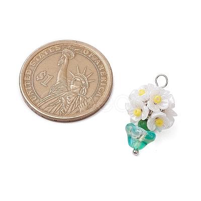 Glass Seed Beaded Flowerpot Pendants PALLOY-MZ00520-02-1