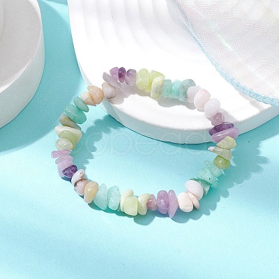 Natural Gemstone Chip Stretch Bracelets for Women BJEW-JB11019-02-1