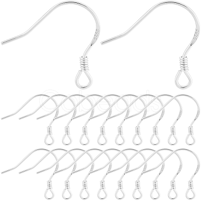 10Pairs 925 Sterling Silver Earring Hooks STER-BBC0008-93S-1