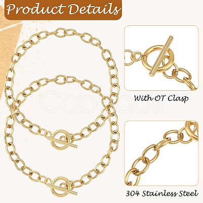 5Pcs 304 Stainless Steel Chain Bracelets BJEW-YW00017-01-1
