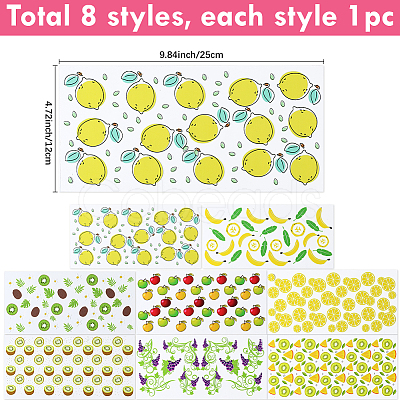 8Pcs 8 Styles PVC Plastic Waterproof Decorative Sticker Labels DIY-SP0004-93C-1