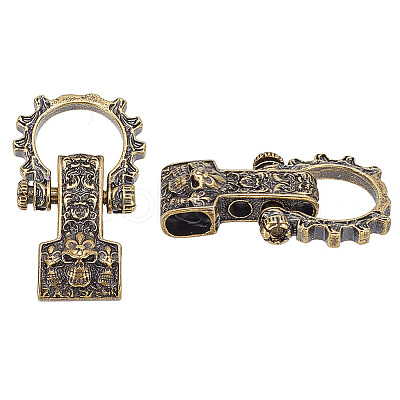 Nbeads 1Pc Tibetan Style Brass Shackle Clasps KK-NB0003-68-1