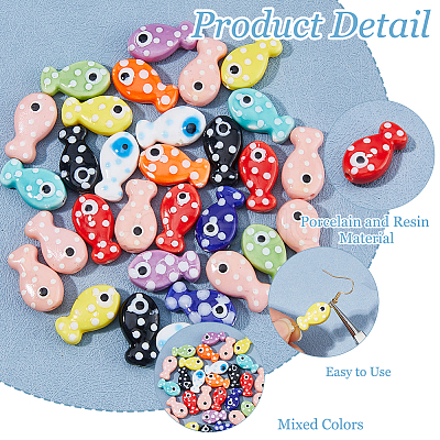 35Pcs 10 Styles Handmade Porcelain Beads PORC-HS0001-13-1