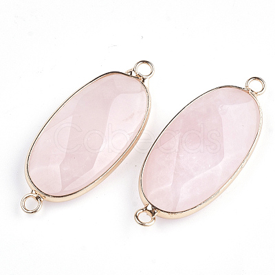 Natural Rose Quartz Links connectors G-S344-03G-1
