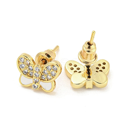 Butterfly Golden Brass Stud Earrings EJEW-L269-094G-02-1
