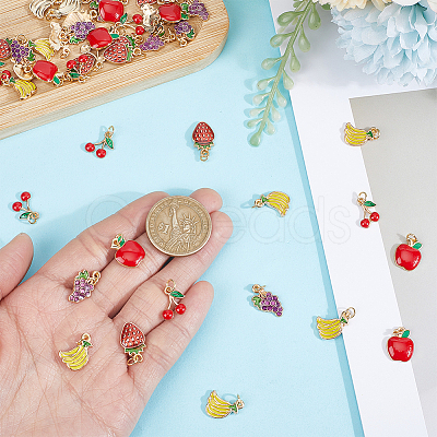 80Pcs 5 Style Fruit Alloy Enamel Pendants PALLOY-HY00076-1