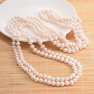 Natural Pearl Beads Necklace NJEW-P129-B-06-01A-1