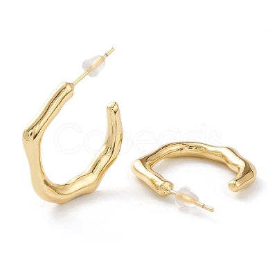 Brass Half Hoop Earrings EJEW-A056-14G-1