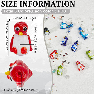 18Pcs 6 Colors Handmade Lampwork Beads LAMP-DR0001-05-1