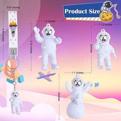 3Pcs Astronaut Keychain Cute Space Keychain for Backpack Wallet Car Keychain Decoration Children's Space Party Favors JX317C-1