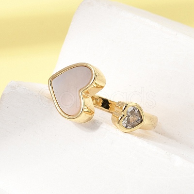 Brass Micro Pave Cubic Zirconia Open Cuff Rings CU-CBA4898-08G-02-1
