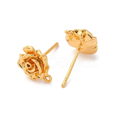 Flower Brass Stud Earring Findings KK-K382-33G-1