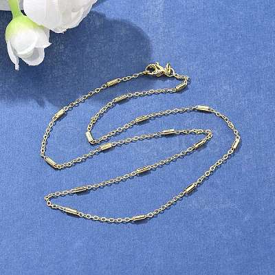 Brass Cable Chains with Column Beaded Necklace for Women LS-NJEW-P265-24G-1