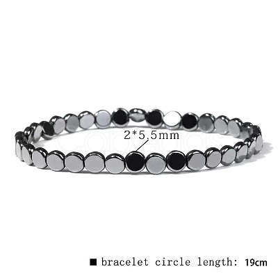 Synthetic Non-magnetic Hematite Beads Stretch Bracelets for Men LS-RL7655-13-1